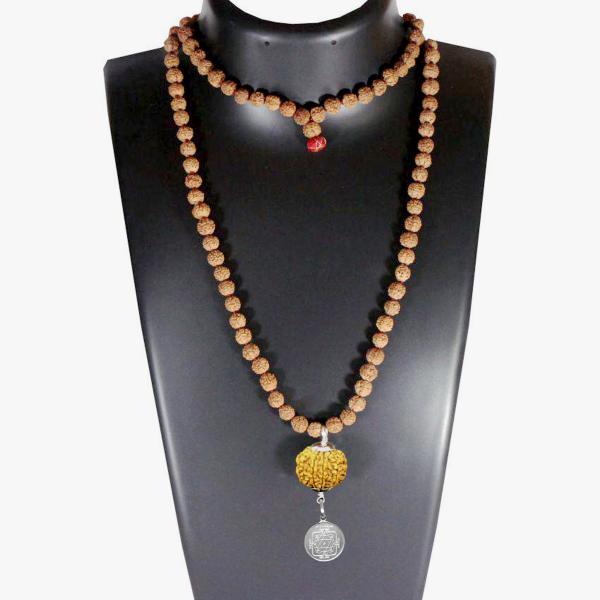 Lord Ganesh Kavach 8 Mukhi Rudraksha With Silver Yantra Attached In Rudraksha Mala