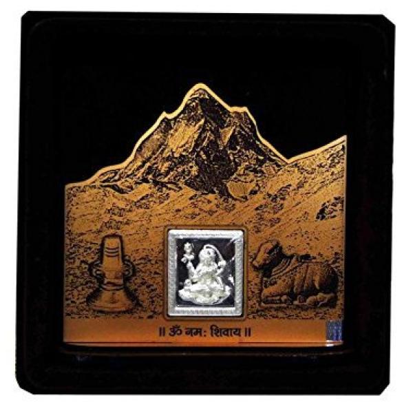 Lord Shiva Wooden Frame With Pure Silver Coin Of 7 Grams