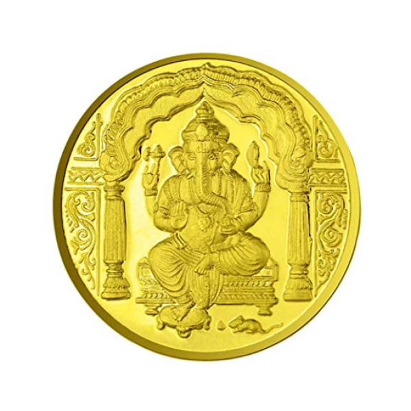 Lord Ganesh Coin In Pure Silver Gold Plated 20 Gms