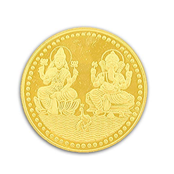 Ganesh Laxmi Coin In Pure Silver Gold Plated 50 Gms