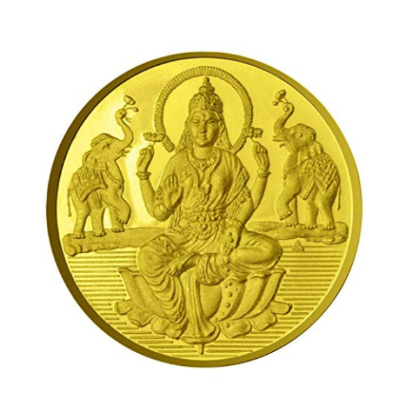 Goddess Laxmi Coin In Pure Silver Gold Plated 50 Gms